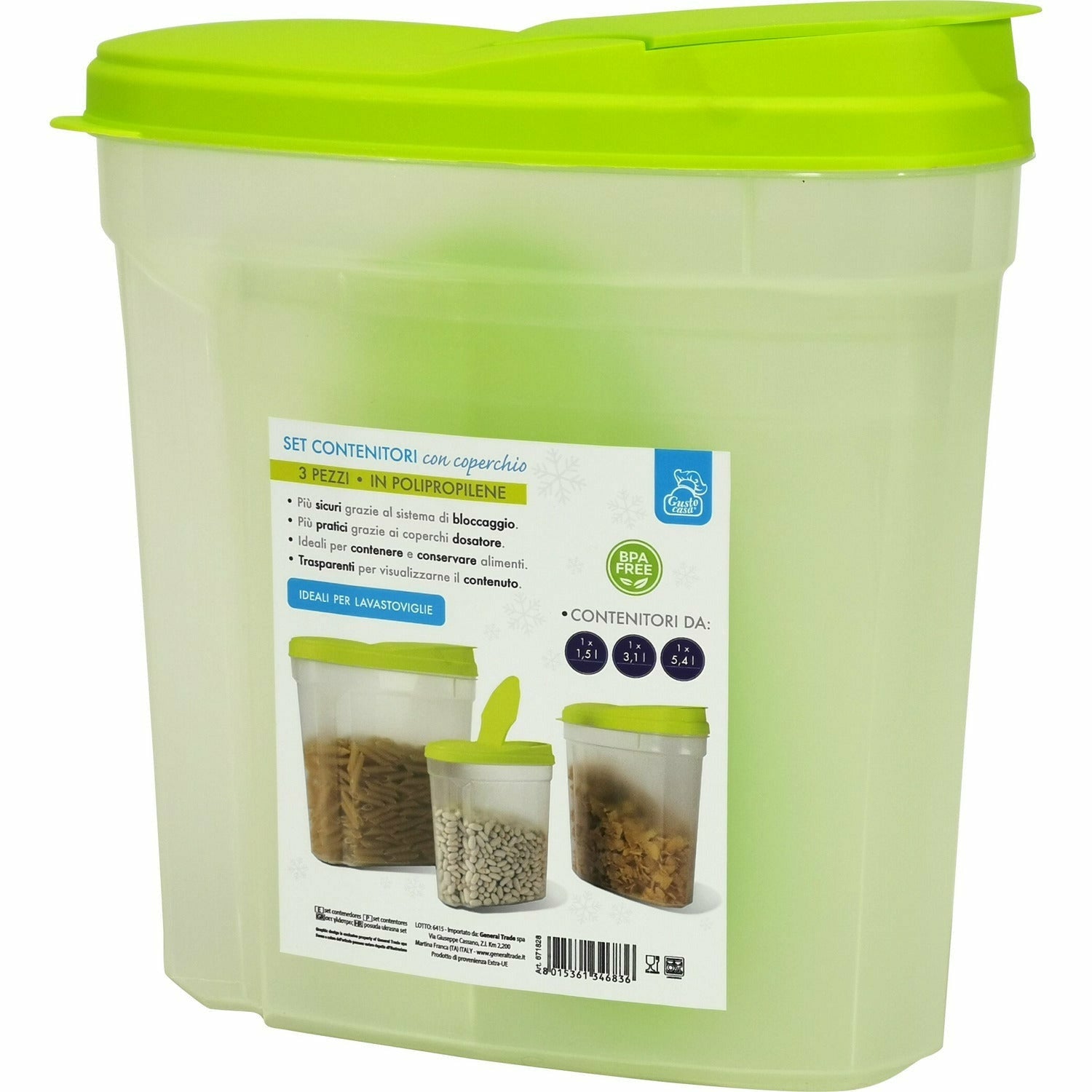 GUSTO CASA - Contenitori con coperchio 3 pezzi